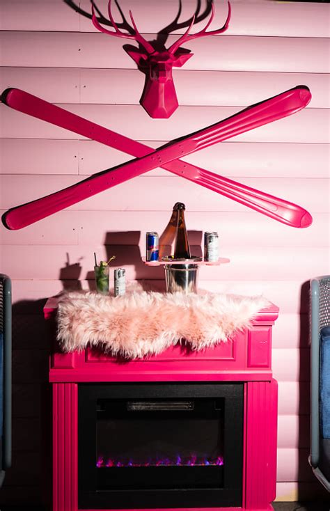 Find Your Bliss at a Pink Winter Lodge During Magic Hour